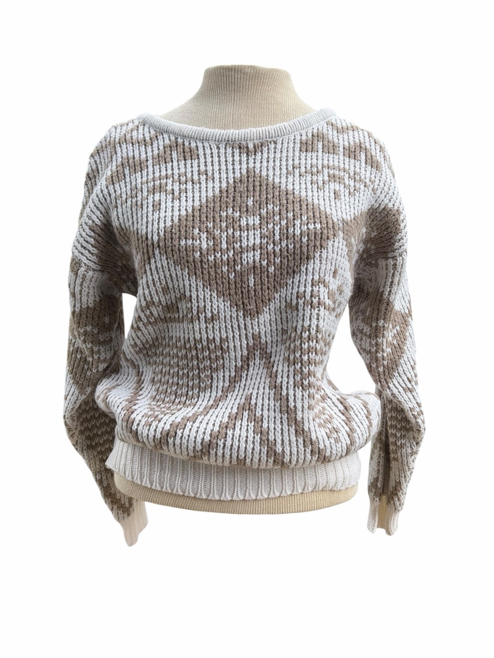 Vintage Cream & Beige Ski sweater